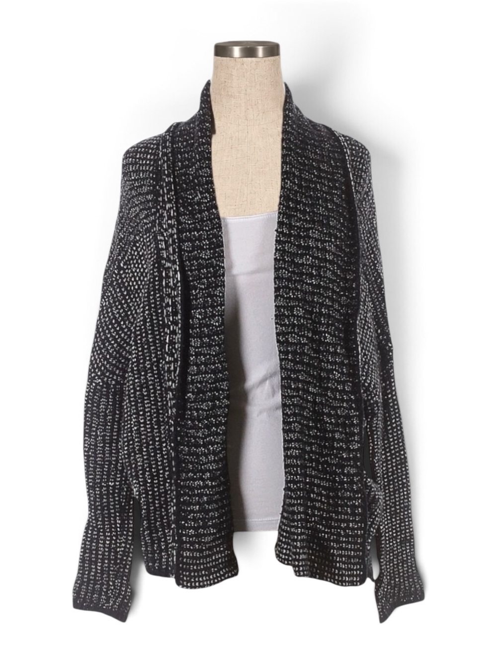 Velvet by Graham & Spencer Wool Cashmere Oversized Open Cardigan Sweater Black S